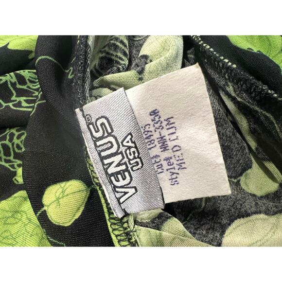 Venus Flamenco Style Summer Dress Asymmetrical Hem Green Black Floral Medium JL - Picture 6 of 8